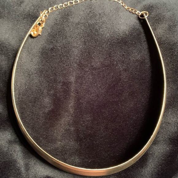 Gold tone Rings Detailed Choker with chain Vintage 80s - Picture 3 of 9